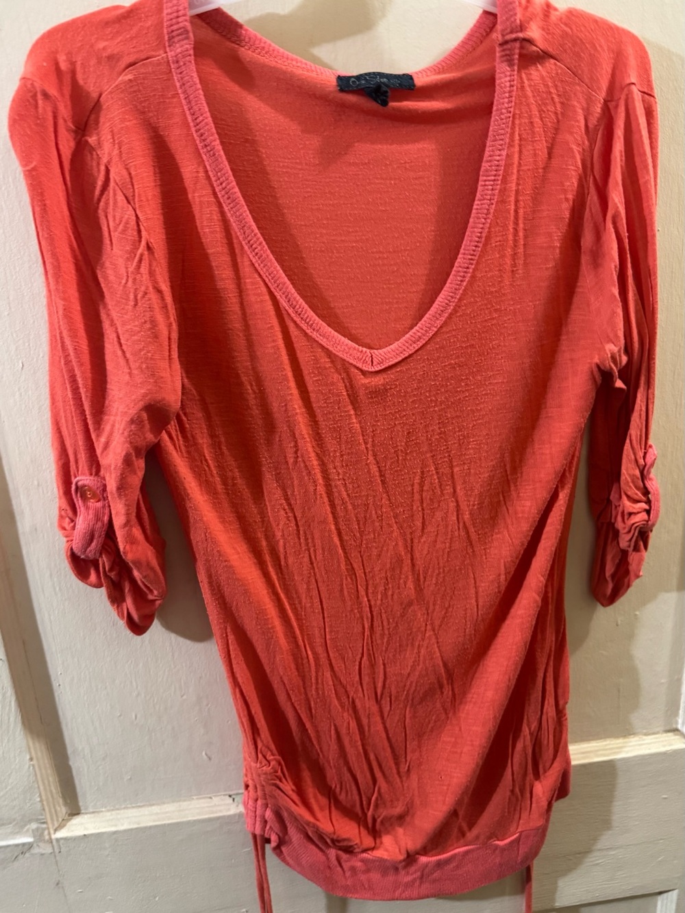 One Step Ahead Coral V-Neck Drawstring Tunic